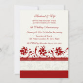 Rode Bloemige Foto 5e Jubileum Uitnodiging (Achterkant)