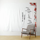 Rode bloemige fotobehang voor Mr en Mrs Wandkleed (In Situ (horizontaal))