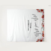 Rode bloemige fotobehang voor Mr en Mrs Wandkleed (Voorkant (horizontaal))