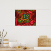 Rode Bloemige Fractal Poster (Keuken)