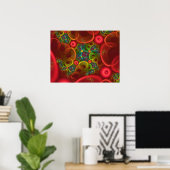 Rode Bloemige Fractal Poster (Thuiskantoor)