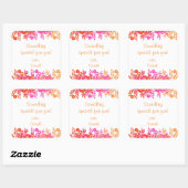 Rode bloemige gepersonaliseerde cadeausticker vierkante sticker (Vel)