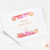 Rode bloemige gepersonaliseerde cadeausticker vierkante sticker (Envelop)
