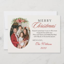 RODE BLOEMIGE GEPERSONALISEERDE FOTO KERSTGROET FEESTDAGENKAART