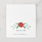 Rode bloemige groene blad table placecard plaatskaartje (Buitenkant ongevouwen)
