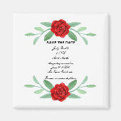 Rode bloemige groene bladermix Save The Date Magneet (Voorkant)