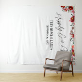 Rode bloemige Happily Ever After-foto-achtergrond Wandkleed (In Situ (horizontaal))