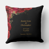Rode bloemige huwelijksjubileum kussen (Achterkant)