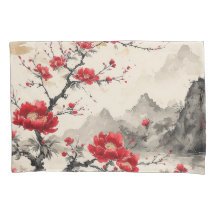 Rode Bloemige Japanse Landschap