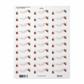 Rode bloemige kerst bruiloft retouradres sticker (Full Sheet)