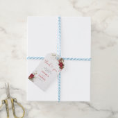 Rode bloemige Kerst-huwelijkscadeautag Cadeaulabel (Met Touw)