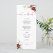Rode Bloemige Kerst Huwelijksmenu Menu (Staand voorkant)