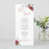 Rode Bloemige Kerst Huwelijksmenu Menu (Staand voorkant)
