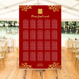 Rode bloemige moderne Chinese trouwzitjes Poster