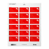 Rode Bloemige Trouwadres Etiket (Full Sheet)