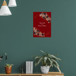 Rode bloemige trouwposter Elegante trouwbegroeting Poster