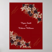 Rode bloemige trouwposter Elegante trouwbegroeting Poster (Voorkant)