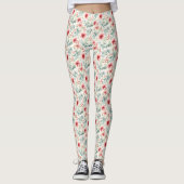 Rode Bloemige Vakantie Legging (Voorkant)