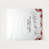 Rode Bloemige Vier Ons! Foto Achtergrond Wandkleed (Voorkant (horizontaal))