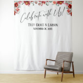 Rode Bloemige Vier Ons! Foto Achtergrond Wandkleed (In situ)