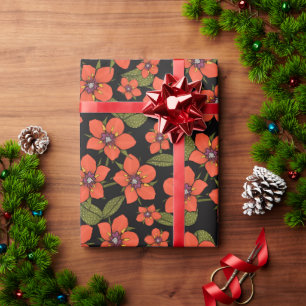 Rode bloemige waterverf cadeaupapier