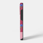 Rode Bloemige Wilde Bloem Monogram iPhone Hoesje (Linkerkant)