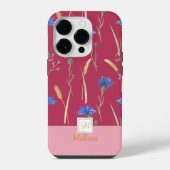 Rode Bloemige Wilde Bloem Monogram iPhone Hoesje (Achterkant)