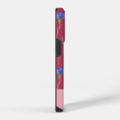Rode Bloemige Wilde Bloem Monogram iPhone Hoesje (Rechterkant)