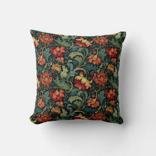 Rode bloemige William Morris print Kussen