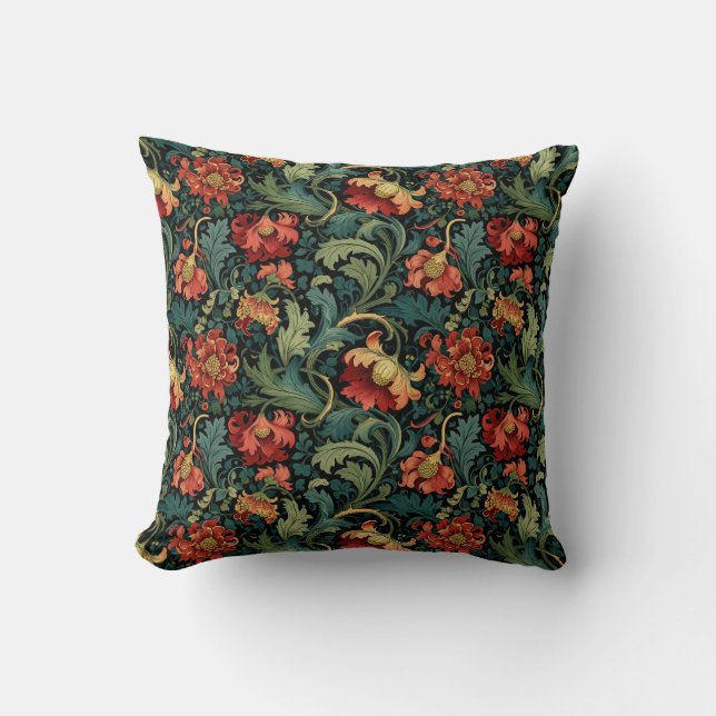Rode bloemige William Morris print Kussen (Voorkant)