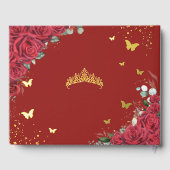 Rode Bloemjurk Quinceañera Quince 15 XV Gold Gastenboek (Achterkant)