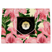 Rode Bloemmotief Aangepaste Naam Zakelijk Logo Groot Cadeauzakje (Voorkant)