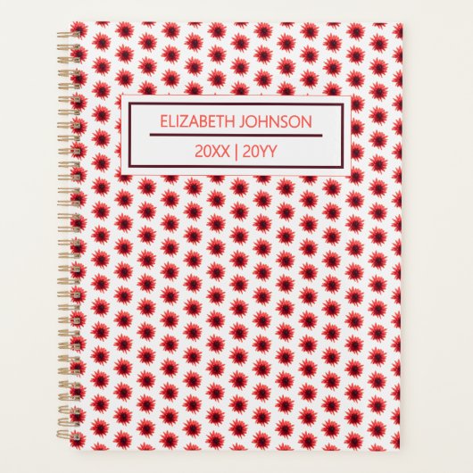 Rode Bloemmotief Dagelijks Planner (Voorkant)