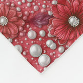 Rode Bloemmotief Met Parelaccenten Fleece Deken (Hoek)