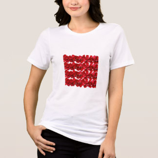 Rode Bloemmotief Naadloos Botanisch Ontwerp Tri-Blend Shirt