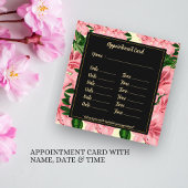 Rode Bloempatroon Aangepaste Naam Business Logo Afsprakenkaartje
