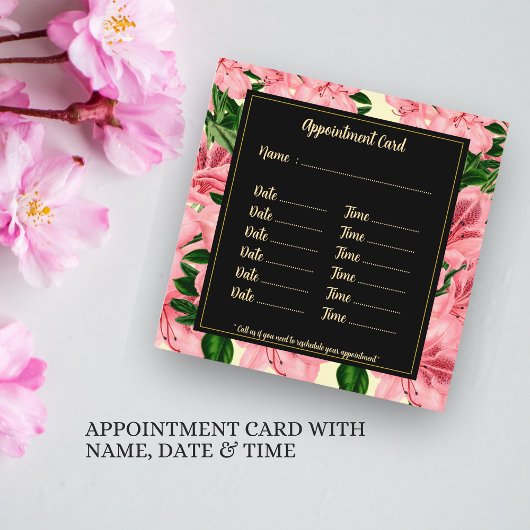 Rode Bloempatroon Aangepaste Naam Business Logo Afsprakenkaartje