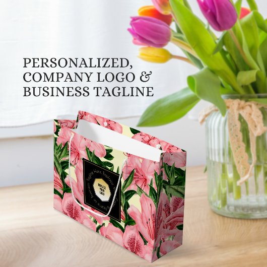 Rode Bloempatroon Aangepaste Naam Business Logo Groot Cadeauzakje