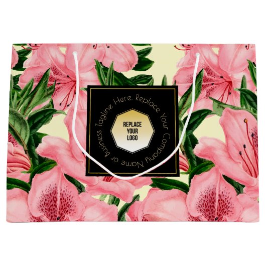 Rode Bloempatroon Aangepaste Naam Business Logo Groot Cadeauzakje (Voorkant)