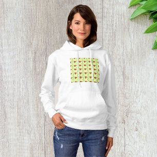 Rode bloemrank patroon op lichtgroen hoodie