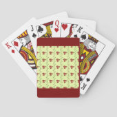 Rode bloemrank patroon op lichtgroen pokerkaarten (Achterkant)