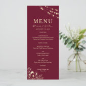 Rode Bloemrijke Bourgogne Trouw Menu (Staand voorkant)