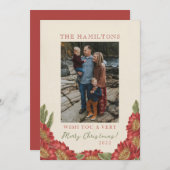 Rode bloemrijke kerstkaart (Voorkant / Achterkant)