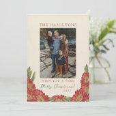 Rode bloemrijke kerstkaart (Staand voorkant)