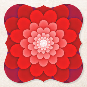 Rode Bloemrijke Mandala-58566 Kartonnen Onderzetters