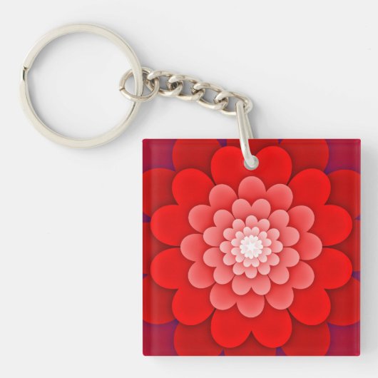 Rode Bloemrijke Mandala-58566 Sleutelhanger (voorkant)