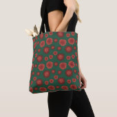 Rode bloemrijke tropisch tote bag (Dichtbij)