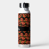 Rode bloemrijke waterverf monogramnaam waterfles (Links)