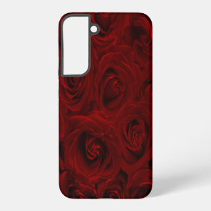 Rode bloemrozenpatroon samsung galaxy hoesje
