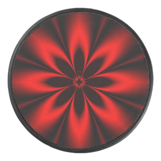 Rode bloemuitbarsting hockey puck (Voorkant)